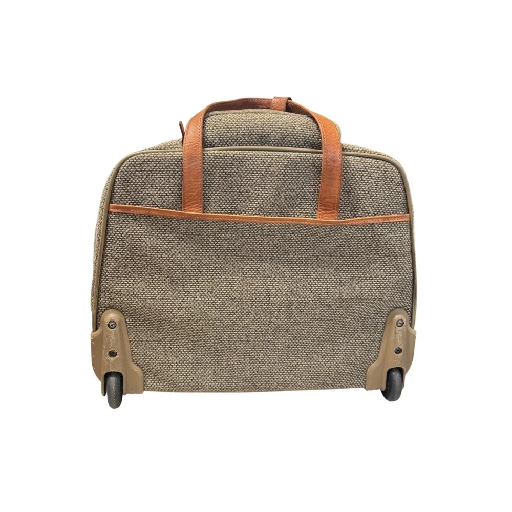 Hartmann‎ Mobile Office Bag Unisex Large Tan Tweed Leather Vintage Rolling